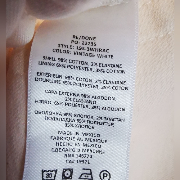 RE/DONE 90s High Rise Ankle Crop size 28 Bone light cream color - Picture 11 of 13